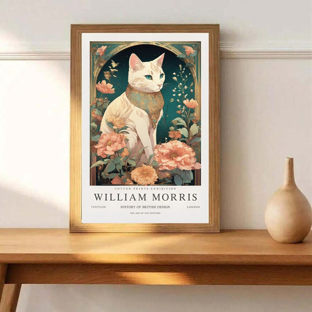 William Morris Cat Print,PNG FILES,William Morris Exhibition Print,William Morris Poster, Vintage Wall art,cat Poster, instant download