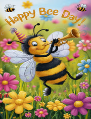 Happy bee day, cute birthday card with bee,birthday card for him/her,custom birthday card