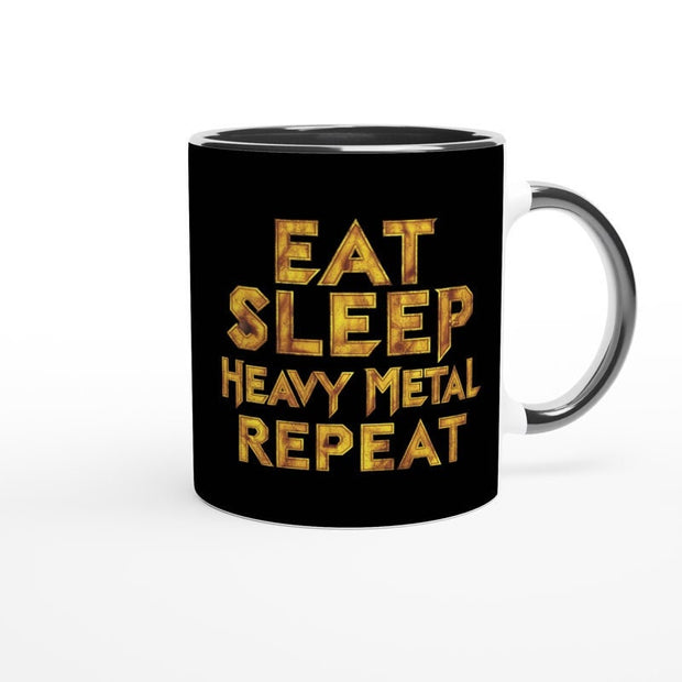 eat sleep heavy metal repeat repeat mug , metal saying ,funny coffee mug,heavy metal  11oz ceramic  mug gift for her  or him