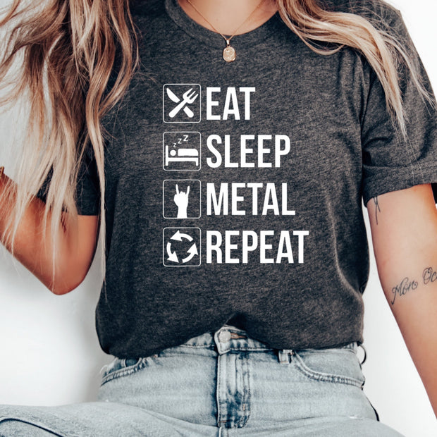 eat sleep heavy metal repeat  shirt , Heavy Metal Tee, Womens Metal Shirt, Mens Metal Shirt, Metalhead Gift, Music shirt