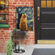 black cat  garden flag ,starry night cat garden  Yard Flags Double Sided, Cat Garden Flag, Black Cat flag , Kitty Garden Flag,van goth flag