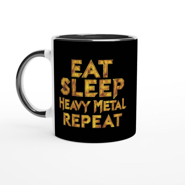 eat sleep heavy metal repeat repeat mug , metal saying ,funny coffee mug,heavy metal  11oz ceramic  mug gift for her  or him