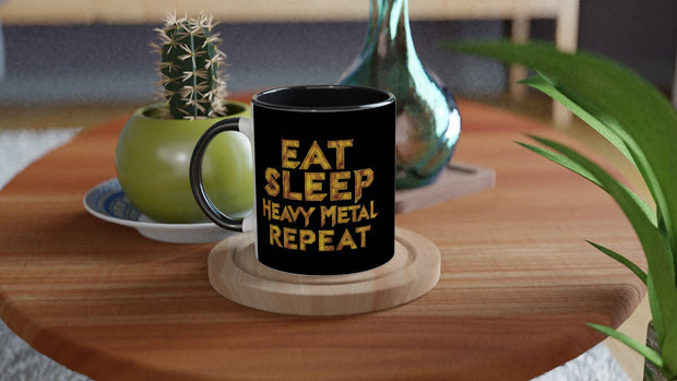 eat sleep metal repeat  mug , metalhead mug ,11oz ceramic mug  for metal lovers , metalhead heavy metal lover  ,gift for heavy metal fans ,