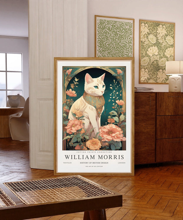 William Morris Cat Print,PNG FILES,William Morris Exhibition Print,William Morris Poster, Vintage Wall art,cat Poster, instant download