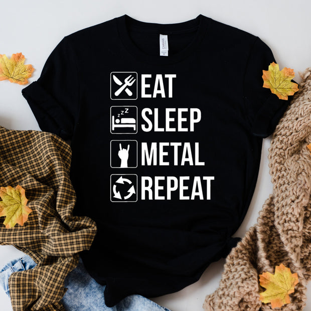 eat sleep heavy metal repeat  shirt , Heavy Metal Tee, Womens Metal Shirt, Mens Metal Shirt, Metalhead Gift, Music shirt