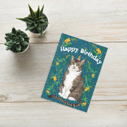 birthday card cat, tabby cat birthday card , cat lover gift card,cat greeting card ,personalised card
