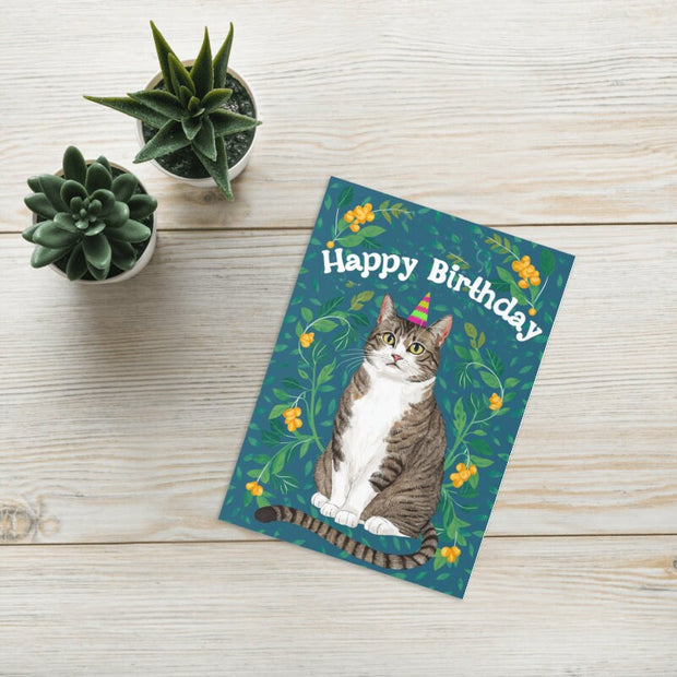 birthday card cat, tabby cat birthday card , cat lover gift card,cat greeting card ,personalised card