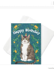 birthday card cat, tabby cat birthday card , cat lover gift card,cat greeting card ,personalised card