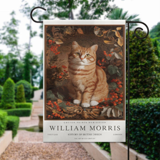 pet cat  garden flag ,cat garden william morris Yard Flags Double Sided, Cat Garden Flag,tabby  Cat flag , Kitty Garden Flag,