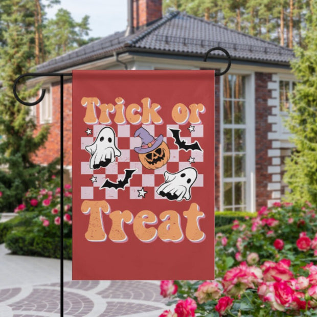 halloween trick or treat   Garden Flag  - halloween garden flag - 12'x18" - Autumn Garden Flag ,  garden flag ,  Yard Flag Double Sided
