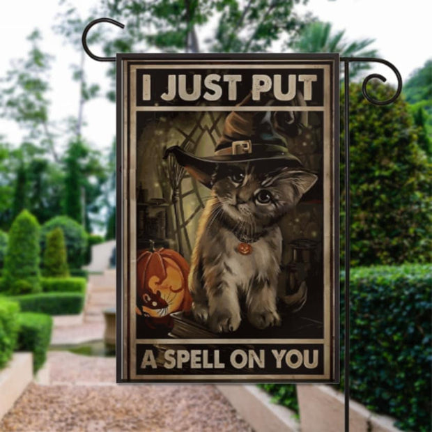 halloween cat Garden Flag  - halloween garden flag - 12'x18" - Autumn Garden Flag ,garden flag ,Double Sided  halloween decoration flag
