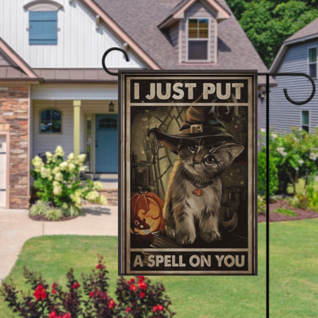 halloween cat Garden Flag  - halloween garden flag - 12'x18" - Autumn Garden Flag ,garden flag ,Double Sided  halloween decoration flag