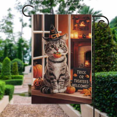 halloween cat Garden Flag ,halloween-cat  - halloween garden flag - 12'x18" - Autumn Garden Flag ,  garden Flag Double Sided