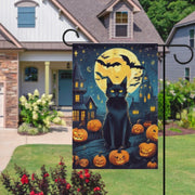 halloween cat  Garden Flag  - halloween garden flag - 12'x18" - black cat  Garden Flag ,  garden flag , Yard Flag Double Sided