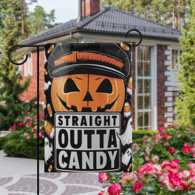 halloween straight outta candy  Garden Flag  candy halloween garden flag- 12'x18" - Autumn Garden Flag , garden flag ,Yard Flag Double Sided