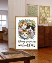 A house is not a home without cats, tabby cat Art Print, cat Print Decor,  Cat Wall Art -  - Home Decor,gift for cat lovers,