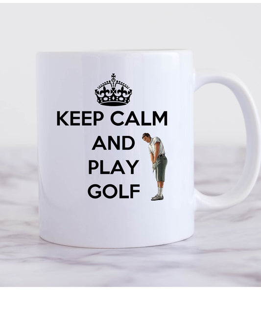 Funny Golf Mug, Novelty Golfer Mug,swing swear golf repeat,