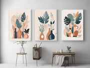 Boho Botanical Print, Orange and Green Abstract Botanical  Print, Abstract  Wall Art