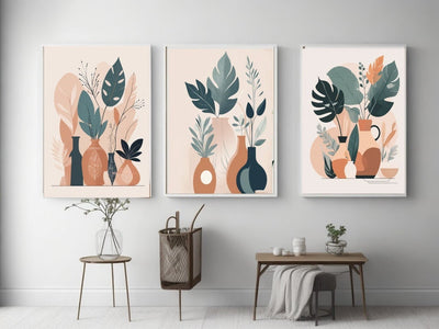 Boho Botanical Print, Orange and Green Abstract Botanical  Print, Abstract  Wall Art