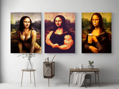 3pcs Mona Lisa art  Print, Original Oil Painting  de vinci Portrait Poster, Vintage Wall Art, Unique Gift