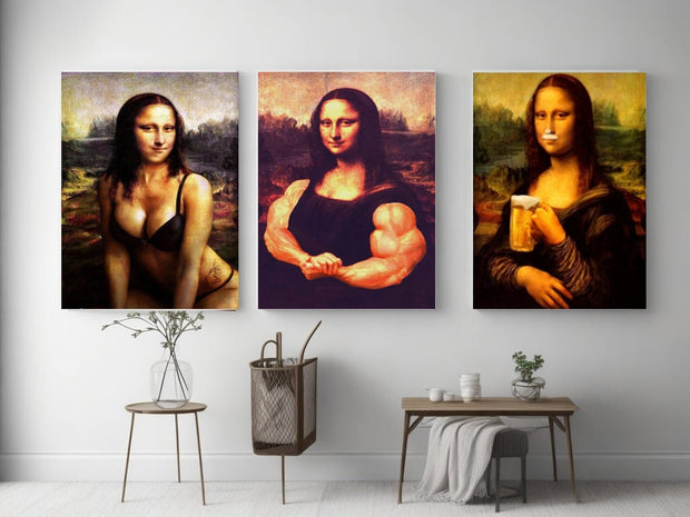 3pcs Mona Lisa art  Print, Original Oil Painting  de vinci Portrait Poster, Vintage Wall Art, Unique Gift