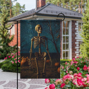 halloween skeleton  Garden Flag  - halloween garden flag - 12'x18" - Autumn Garden Flag ,  garden flag ,  Yard Flag Double Sided