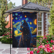 van goth cat  garden flag ,cat garden Yard Flags Double Sided, Cat Garden Flag, Black Cat flag , Kitty Garden Flag,