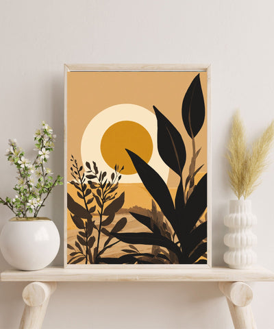 Boho Botanical Print, boho desert and netrual  color Abstract Botanical Flower Print, bohoAbstract  Wall Art