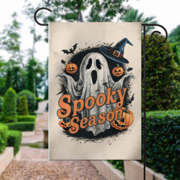 halloween ghost Garden Flag  - halloween spooky season ghost garden flag - 12'x18" - Autumn Garden Flag , Yard Flag Double Sided