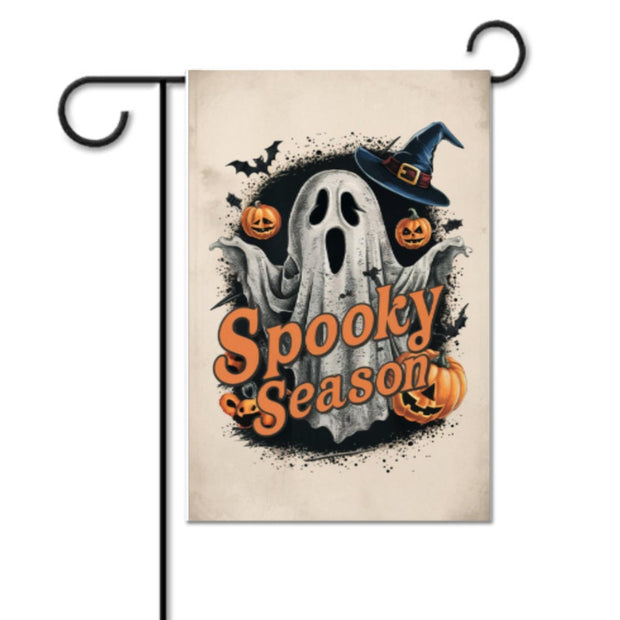 halloween ghost Garden Flag  - halloween spooky season ghost garden flag - 12'x18" - Autumn Garden Flag , Yard Flag Double Sided