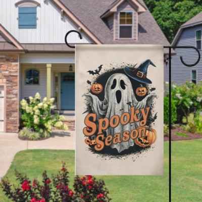halloween ghost Garden Flag  - halloween spooky season ghost garden flag - 12'x18" - Autumn Garden Flag , Yard Flag Double Sided