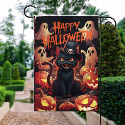 happy halloween ghost  Garden Flag  - halloween garden flag - 12'x18" - Autumn Garden Flag ,  garden flag ,  Yard Flag Double Sided