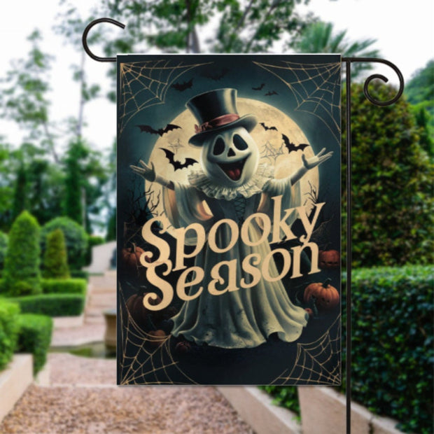 halloweeN Ghost Garden Flag  - spooky season   garden flag - 12'x18" - Autumn Garden Flag ,Yard Flag Double Sided