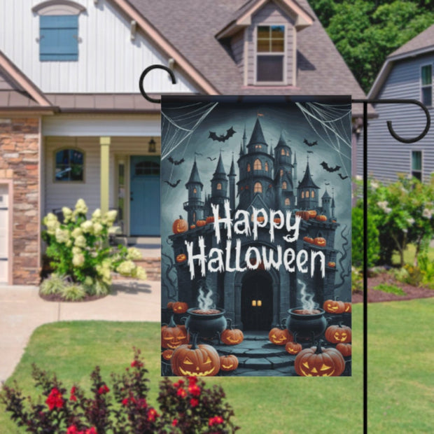 Happy halloween  Garden Flag  - halloween garden flag - 12'x18" - Autumn Garden Flag ,  garden flag ,  Yard Flag Double Sided