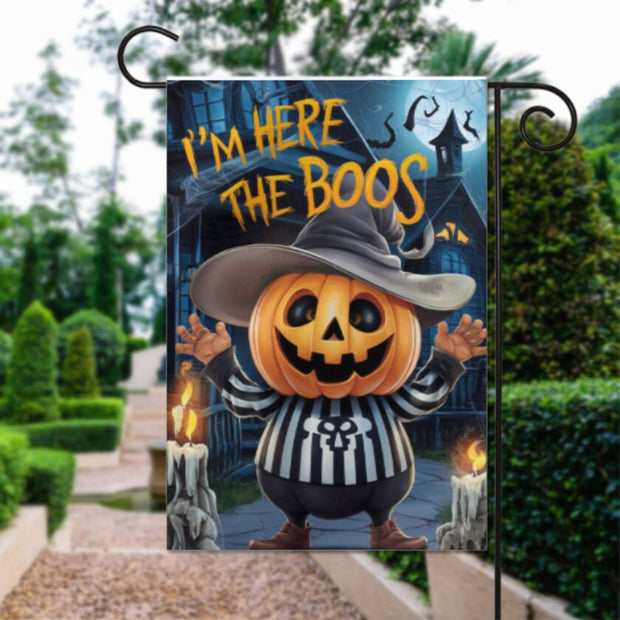 halloween    Garden Flag  - iam here for the boos   garden flag - 12'x18" - Autumn Garden Flag  ,  Yard Flag Double Sided
