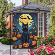 halloween cat  Garden Flag  - halloween garden flag - 12'x18" - black cat  Garden Flag ,  garden flag , Yard Flag Double Sided