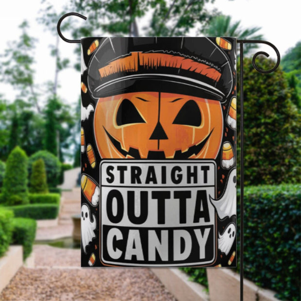 halloween straight outta candy  Garden Flag  candy halloween garden flag- 12'x18" - Autumn Garden Flag , garden flag ,Yard Flag Double Sided