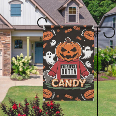 halloween straight outta candy Garden Flag  - halloween garden flag - 12'x18" - Autumn Garden Flag ,  garden flag ,  Yard Flag Double Sided