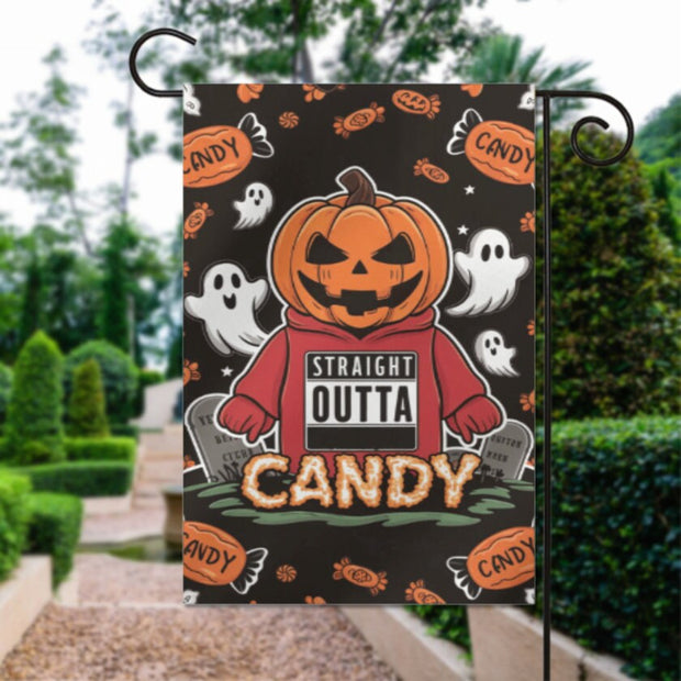 halloween straight outta candy Garden Flag  - halloween garden flag - 12'x18" - Autumn Garden Flag ,  garden flag ,  Yard Flag Double Sided
