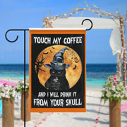 halloween black cat and coffee  ,halloween  black cat Garden Flag -12'x18" - Autumn Garden Flag ,Yard Flag Double Sided,hocus pocus flag