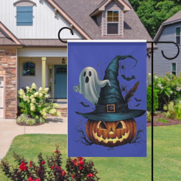 halloween black cat  Garden Flag  - halloween witches  cat garden flag - 12'x18" - Autumn Garden Flag  ,  Yard Flag Double Sided