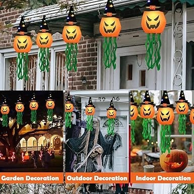 5pcs Halloween Hanging String Lights,Colorful LED Halloween Pumpkin Lights Waterproof Halloween Decor Lights for Indoor &Outdoor Decoration