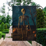 halloween skeleton  Garden Flag  - halloween garden flag - 12'x18" - Autumn Garden Flag ,  garden flag ,  Yard Flag Double Sided