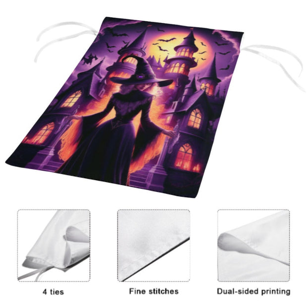 halloween haunted house and witch   Garden Flag  - halloween witche  garden flag - 12'x18" - Autumn Garden Flag  ,  Yard Flag Double Sided