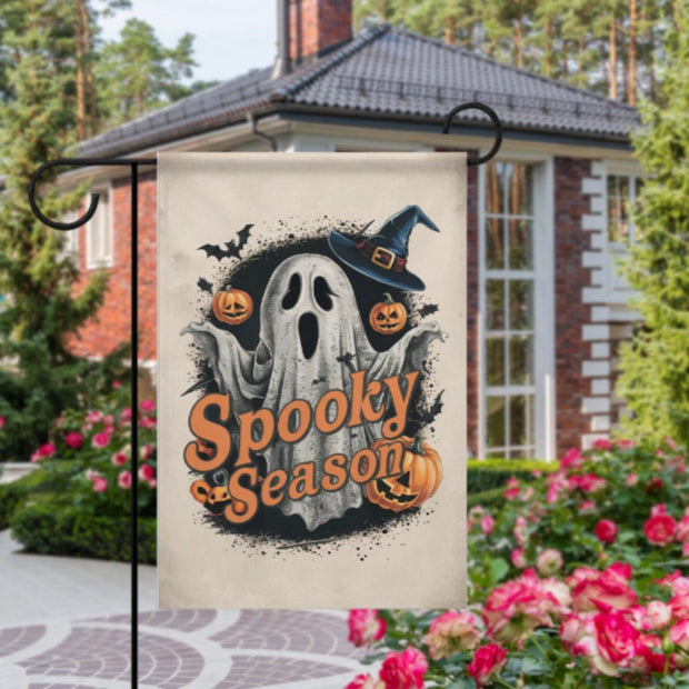 halloween ghost Garden Flag  - halloween spooky season ghost garden flag - 12'x18" - Autumn Garden Flag , Yard Flag Double Sided