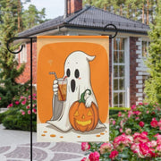 halloween ghost and  pumpkin Garden Flag  - pumpkin ghost  garden flag - 12'x18" - Autumn Garden Flag ,Yard Flag Double Sided