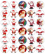 Santa cake toopers, 30 xmas santa  cupcake toppers,mini cupcake toppers, circle edible topper,  edible topper,