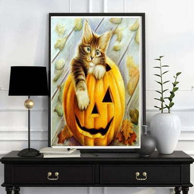 halloween, tabby cat-poster ,tabby Cat Wall Art -tabby Cat Print -tabby Cat Artwork