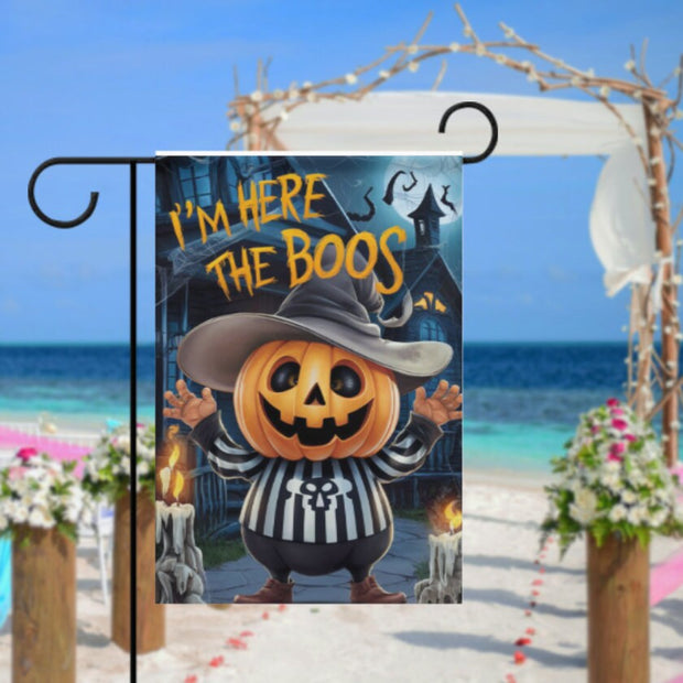 halloween    Garden Flag  - iam here for the boos   garden flag - 12'x18" - Autumn Garden Flag  ,  Yard Flag Double Sided