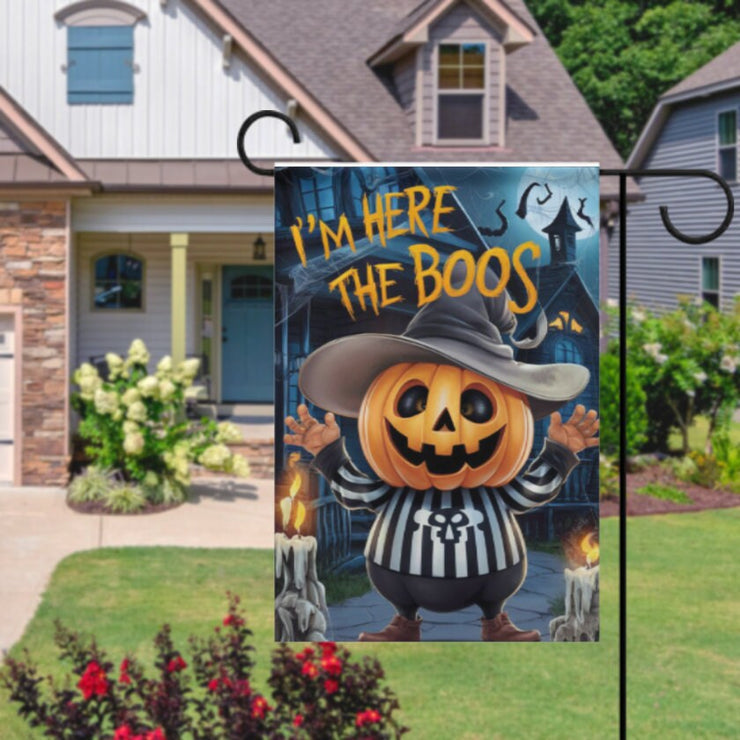 halloween    Garden Flag  - iam here for the boos   garden flag - 12'x18" - Autumn Garden Flag  ,  Yard Flag Double Sided